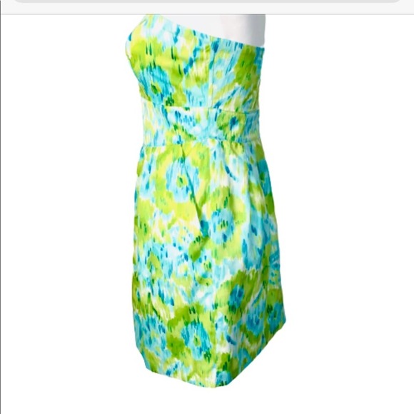 Walter Baker Floral Green Blue Strapless Dress - Picture 10 of 12